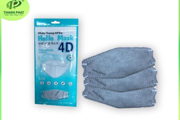 KHẨU TRANG HELLO KF94 - DẠNG TÚI ( Màu Xám - 10 Cái/Túi)